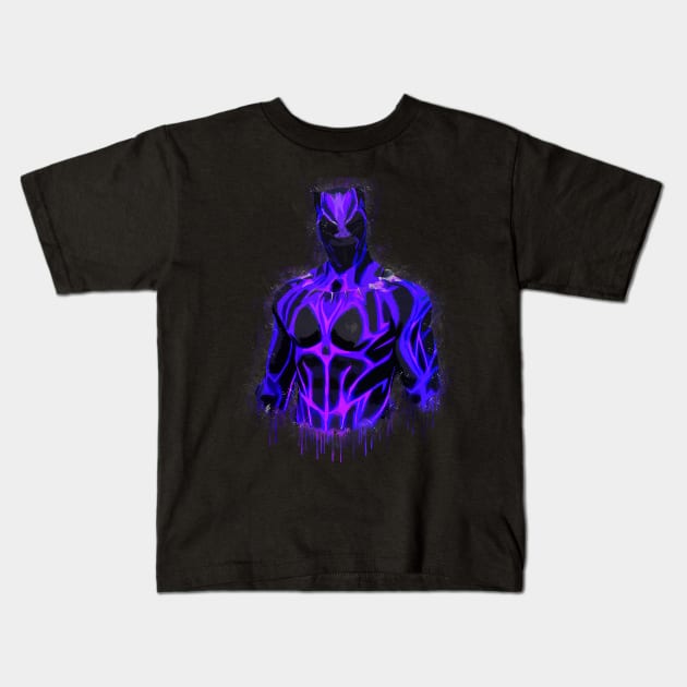 Black Panther - Purple Glow Kids T-Shirt by RaphEmpire